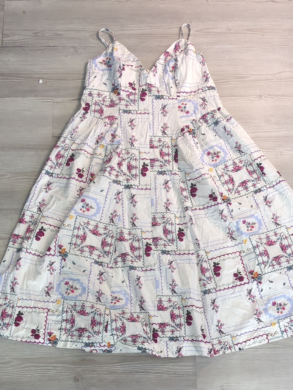 ASOS Design Curve Floral Patchwork Print Cotton Maxi Dress Women's US 16 Cottage